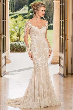 Style LISETTE style 2352 Casablanca Nude Size 12 Lace Tall Height Floor Length Ivory Mermaid Dress on Queenly