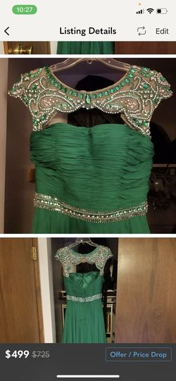 Sherri Hill Green Size 2 Black Tie Military Pageant Cut Out A-line Dress on Queenly