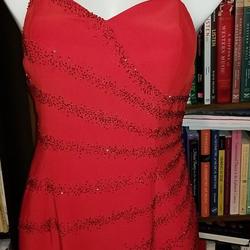 Je Matadi Red Size 8 Silk Pattern A-line Dress on Queenly