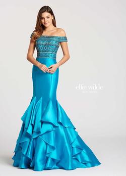 Style Ew118056 Mon Cheri Blue Size 4 Floor Length Mermaid Dress on Queenly