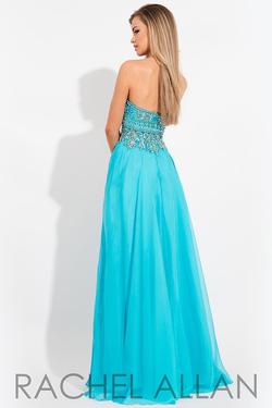 Style 2084 Rachel Allan Blue Size 14 Turquoise Plus Size A-line Dress on Queenly