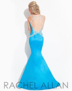 Style 6863 Rachel Allan Blue Size 8 Turquoise Mermaid Dress on Queenly