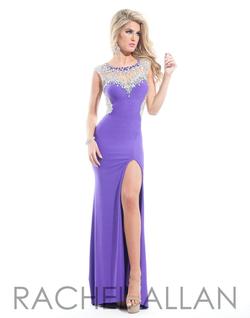 Style 6885 Rachel Allan Purple Size 6 Side Slit Dress on Queenly