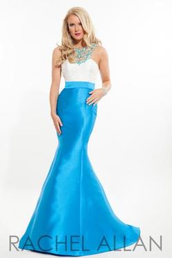 Style 7125 Rachel Allan Blue Size 8 Mermaid Dress on Queenly