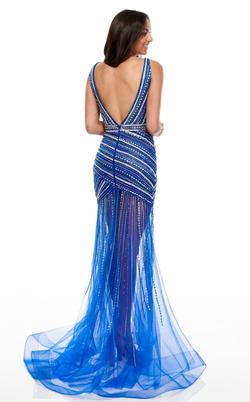 Style 7115 Rachel Allan Blue Size 4 Side Slit Dress on Queenly