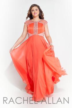 Style 7415 Rachel Allan Orange Size 28 Pageant Plus Size Coral A-line Dress on Queenly