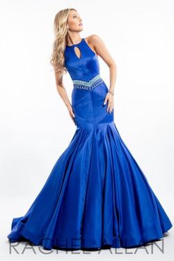 Style 7091 Rachel Allan Blue Size 8 Mermaid Dress on Queenly