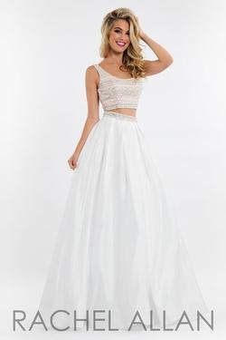 Style 7505 Rachel Allan White Size 4 A-line Dress on Queenly