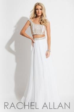 Style 7589 Rachel Allan White Size 6 A-line Dress on Queenly