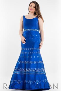 Style 7811 Rachel Allan Blue Size 14 Plus Size Mermaid Dress on Queenly