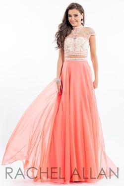 Style 2060 Rachel Allan Orange Size 12 Plus Size Coral A-line Dress on Queenly