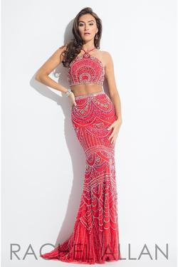 Style 7509 Rachel Allan Red Size 10 Pageant Mermaid Dress on Queenly