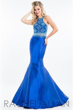 Style 7557 Rachel Allan Blue Size 8 Mermaid Dress on Queenly
