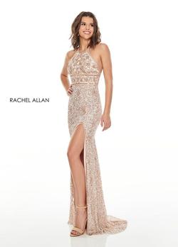 Style 7138 Rachel Allan Nude Size 6 Pageant Side Slit Dress on Queenly