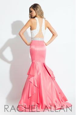 Style 7579 Rachel Allan Orange Size 10 Coral Mermaid Dress on Queenly
