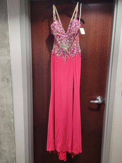 Style 6575 Partytime Formals/Rachel Allan Multicolor Size 6 Black Tie Tall Height $300 Side slit Dress on Queenly