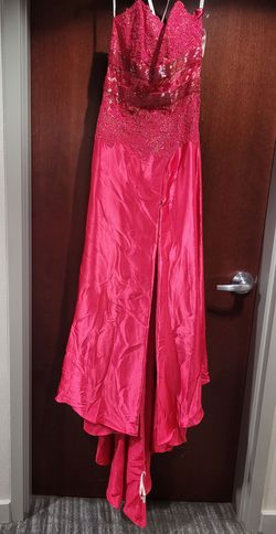 Style 101016 Jovani Pink Size 6 $300 Sequin Floor Length Side slit Dress on Queenly