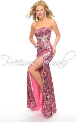 Style P70017 Precious Formals Pink Size 6 Floor Length Sequin Pageant Summer Prom Side slit Dress on Queenly