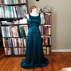 Nadine Green Size 2 Teal Silk Jersey A-line Dress on Queenly