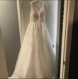 Christina Vu White Size 10 Pockets Shiny A-line Dress on Queenly