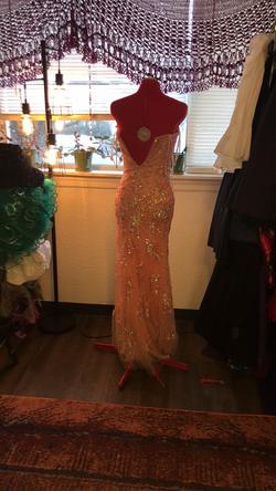 Sherry Hill Orange Size 2 Sequin Mermaid Side slit Dress on Queenly