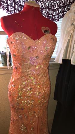 Sherry Hill Orange Size 2 Sequin Mermaid Side slit Dress on Queenly