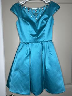 Sherri Hill Blue Size 4 Teal Cocktail Dress on Queenly
