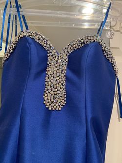 Jovani Blue Size 4 Floor Length Strapless Mermaid Dress on Queenly