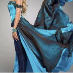 Johnathan Kayne Blue Size 6 Custom Silk Jumpsuit Dress on Queenly