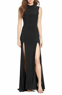 Mac Duggal Black Size 4 Train High Neck Straight Dress on Queenly