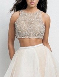 Terani Couture Nude Size 2 Prom Two Piece A-line Dress on Queenly