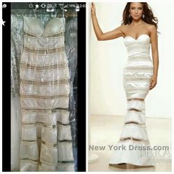 Terani Couture White Size 0 Floor Length Sheer Mermaid Dress on Queenly