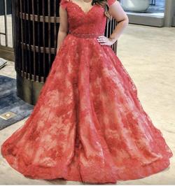Sherri Hill Red Size 8 Cap Sleeve Prom Sweet Sixteen Ball gown on Queenly