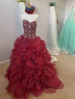 D&V Red Size 24 Floor Length 50 Off Plus Size Ball gown on Queenly