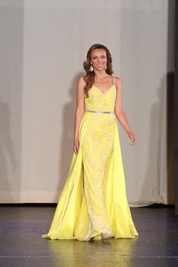 Jonathan Kayne pageant dress Yellow Size 2 Pageant Bell Sleeves Jewelled Floor Length Mermaid Dress on Queenly