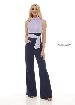 Rachel Allan Multicolor Size 4 High Neck Lavender Jumpsuit Dress on Queenly