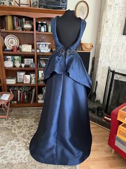 Mac Duggal Blue Size 8 Floor Length Overskirt Straight Dress on Queenly