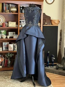 Mac Duggal Blue Size 8 Floor Length Overskirt Straight Dress on Queenly