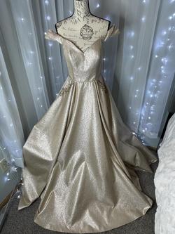 Val Stefani Gold Size 8 Prom Jewelled Sequin Ball gown on Queenly