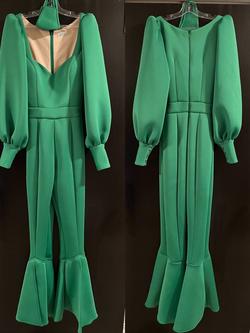 Custom Green Size 2 Pageant Jersey Side Slit Jumpsuit Dress on Queenly