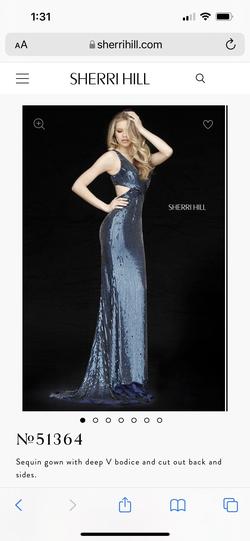 Sherri Hill Blue Size 0 Black Tie Floor Length Straight Dress on Queenly