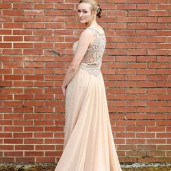 Sherri Hill Gold Size 6 Sheer Straight Dress on Queenly