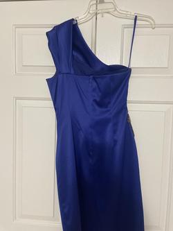 Eliza J Blue Size 4 One Shoulder Silk Midi Cocktail Dress on Queenly