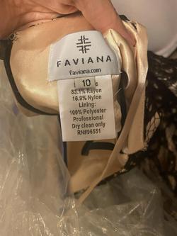 Faviana Black Size 10 Lace A-line Dress on Queenly