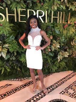 Sherri Hill White Size 0 Bridal Shower Midi Cocktail Dress on Queenly
