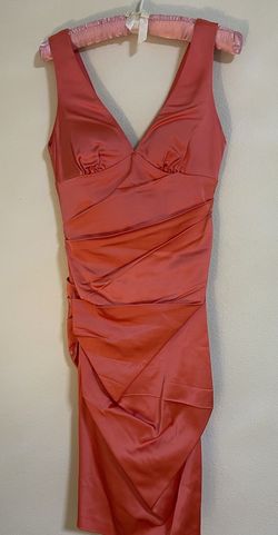 Cache Orange Size 2 $300 Silk Midi Cocktail Dress on Queenly