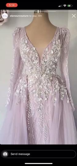 Dubai designer Purple Size 12 Beaded Top Prom Train Dress on Queenly