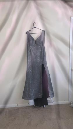 Rachel Allan Silver Size 22 Plus Size Side slit Dress on Queenly