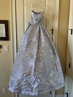 Rachel Allan Blue Size 0 Sweet Sixteen Short Height Embroidery Prom Ball gown on Queenly