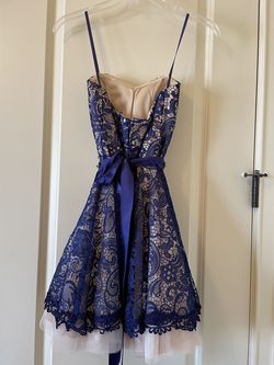 B. Darlin Blue Size 0 Silk Nude Cocktail Dress on Queenly